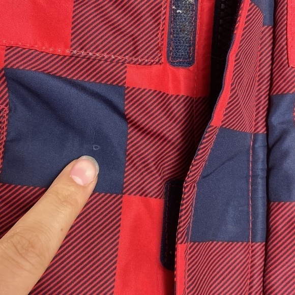 𝅺oshkosh B'gosh 18M Navy Blue and Red Flannel Fleece Lined Winter Jacket - Picture 10 of 17